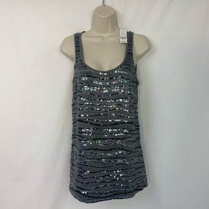 NWT New York & C Tank Top S Striped Sequin Grey
